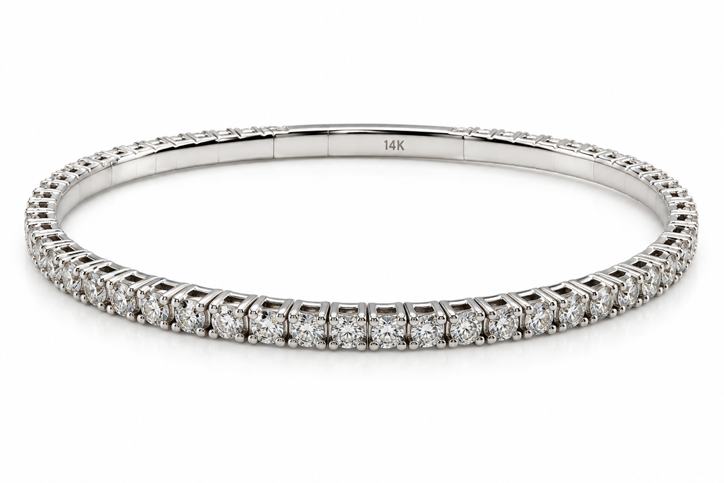 14K White Gold 3.00 CTW Natural Diamond Eternity Flex Bangle