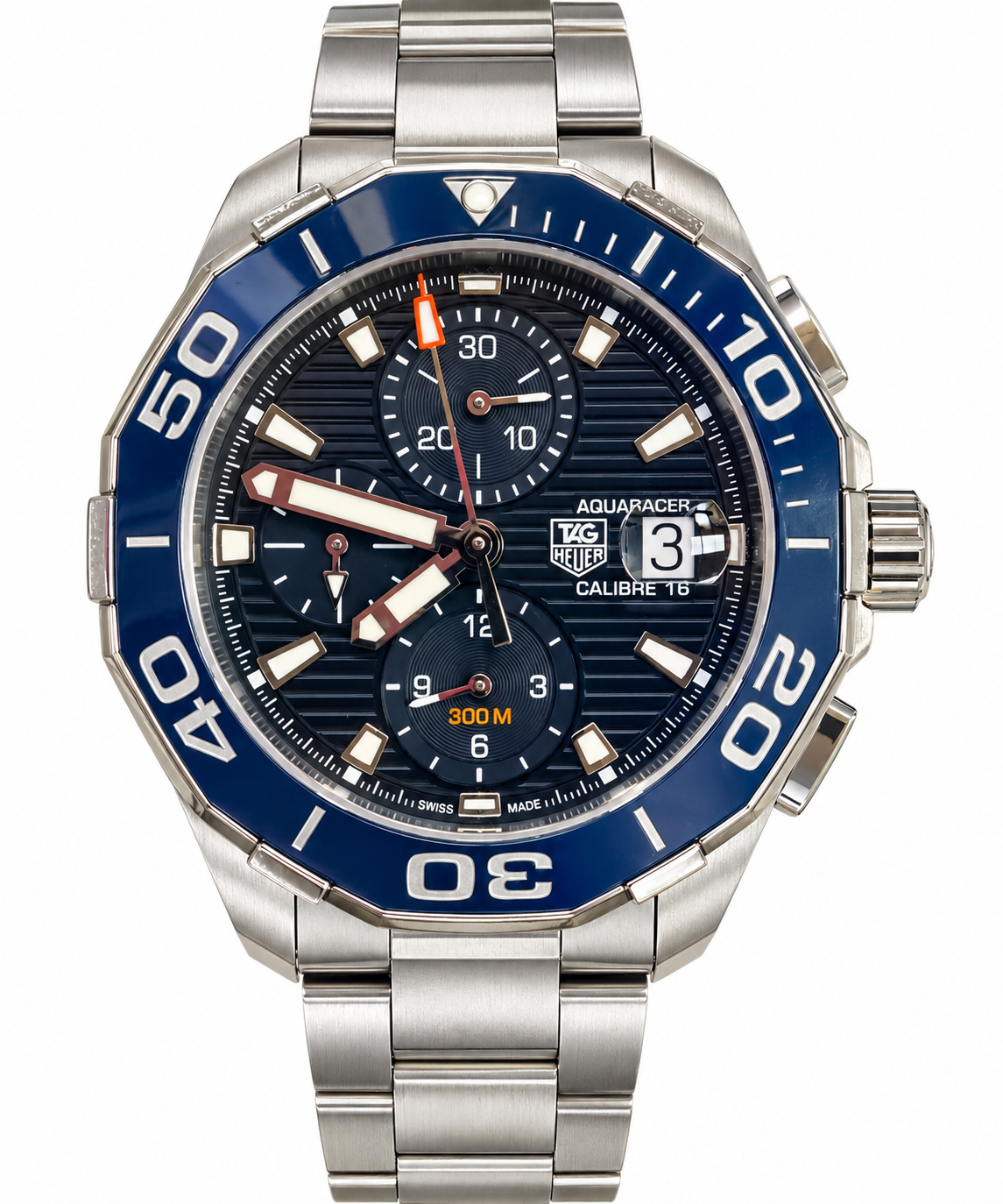 TAG Heuer Aquaracer Calibre 16 Automatic Chronograph – Blue Bezel – Stainless Steel