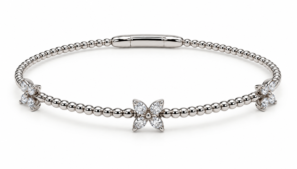 14K White Gold Diamond Butterfly Bangle – 0.40 CTW