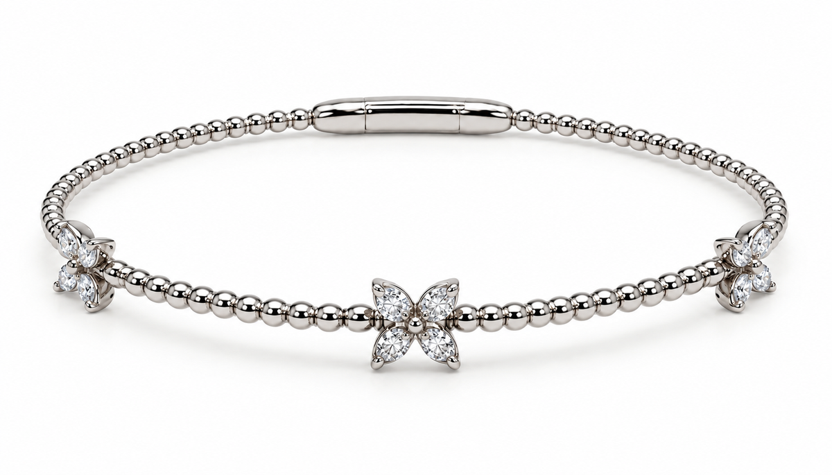 14K White Gold Diamond Butterfly Bangle – 0.40 CTW