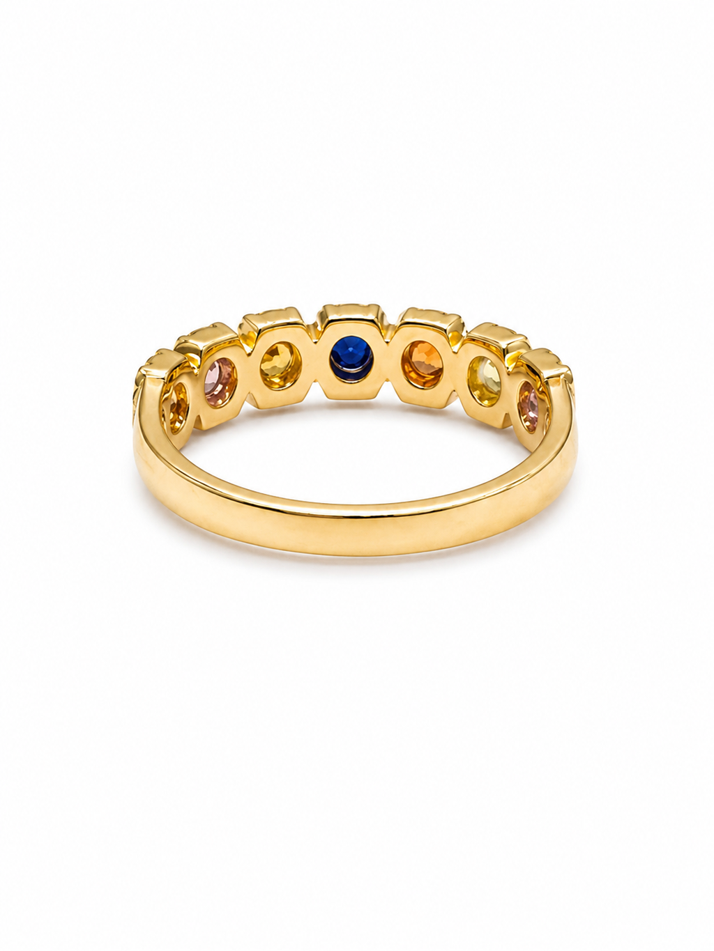 14K Yellow Gold Multi-Color Sapphire & Diamond Ring