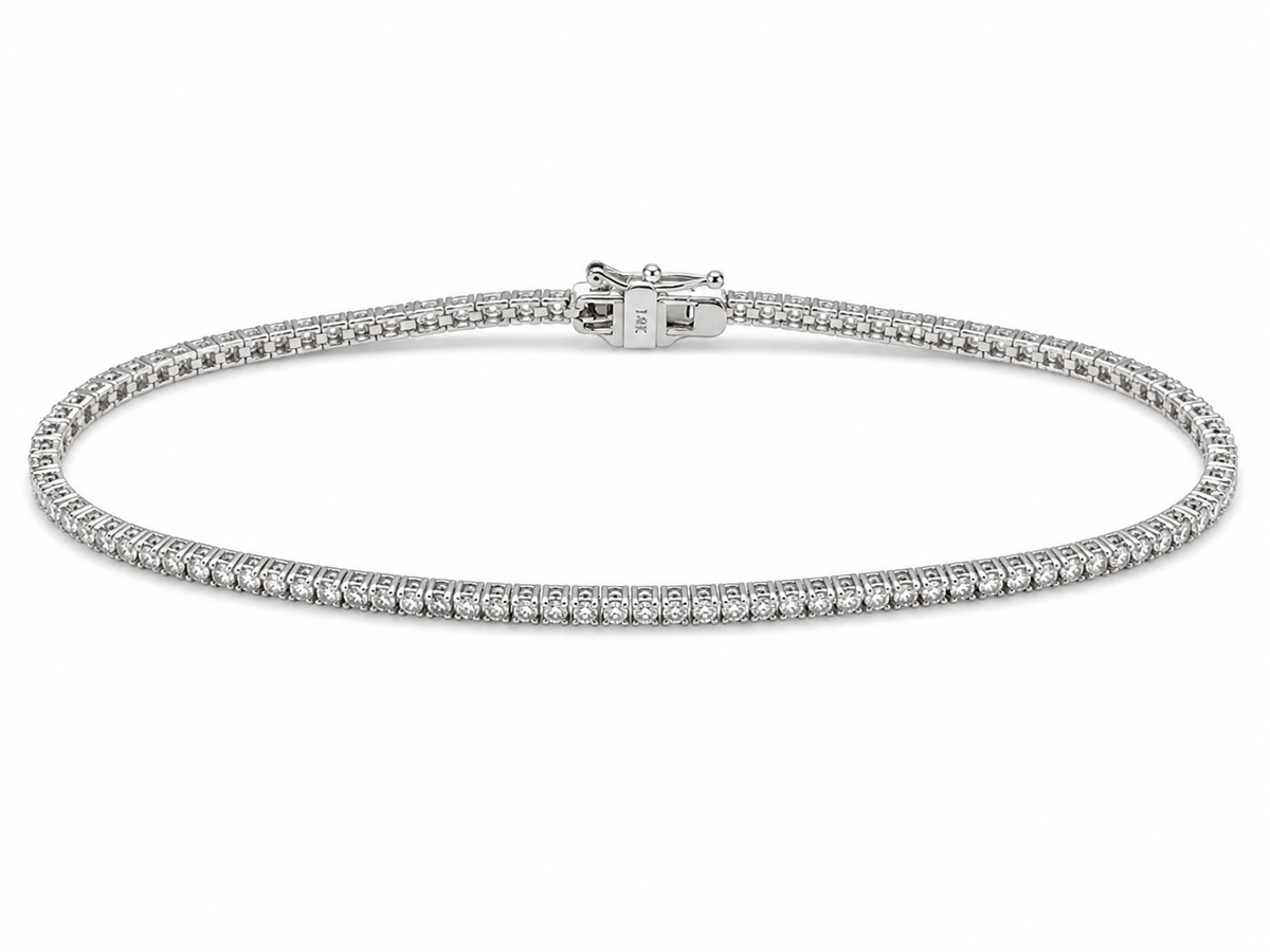 14K White Gold Natural Diamond Tennis Bracelet – 2.00 CTW