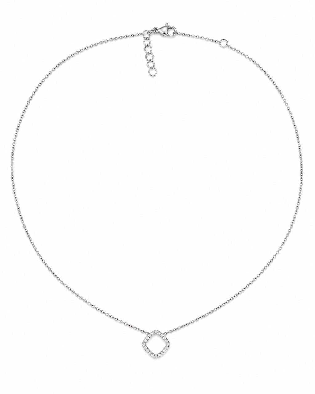 14K White Gold Petite Diamond Pendant Necklace – 0.13 CTW
