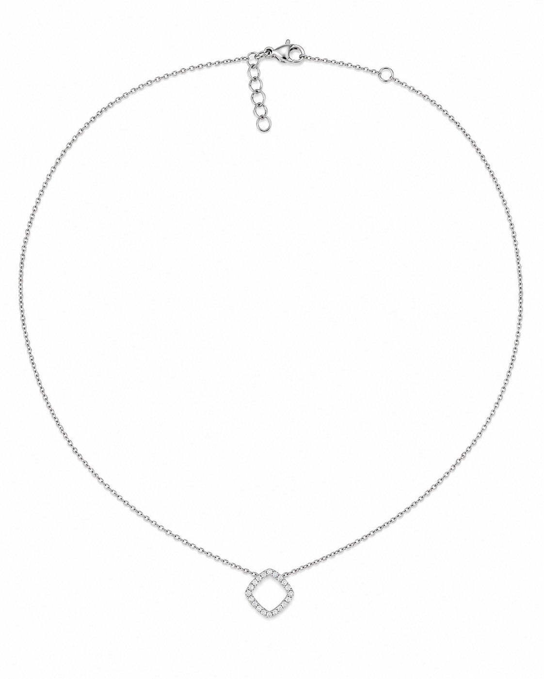 14K White Gold Petite Diamond Pendant Necklace – 0.13 CTW