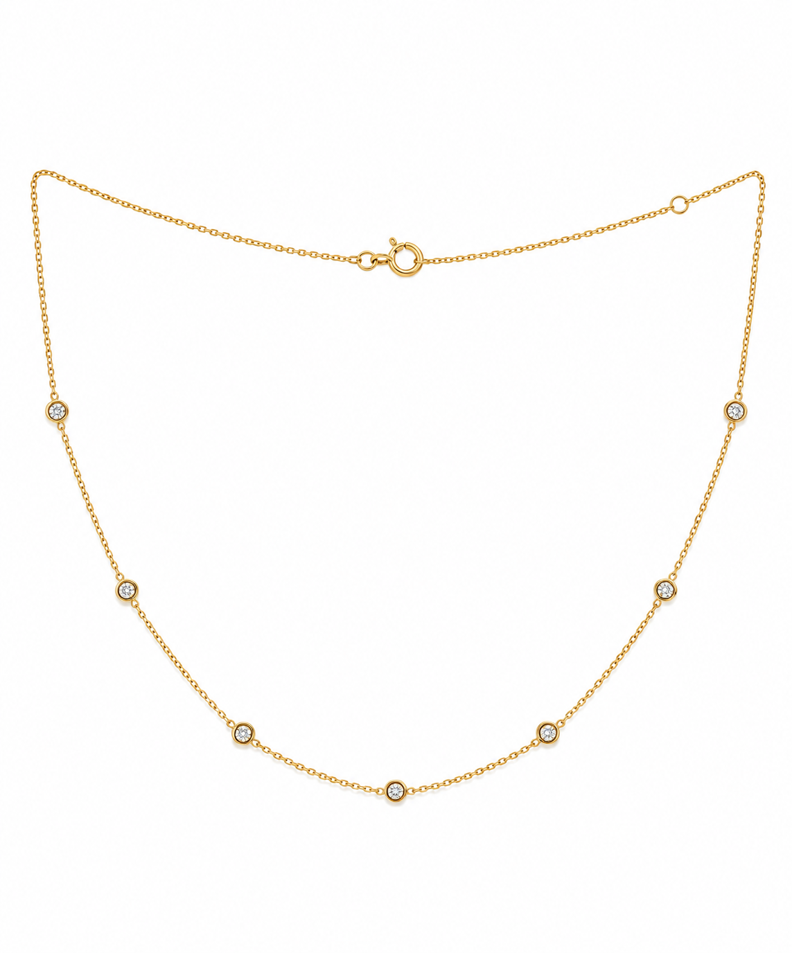 14K Yellow Gold Diamond Station Necklace