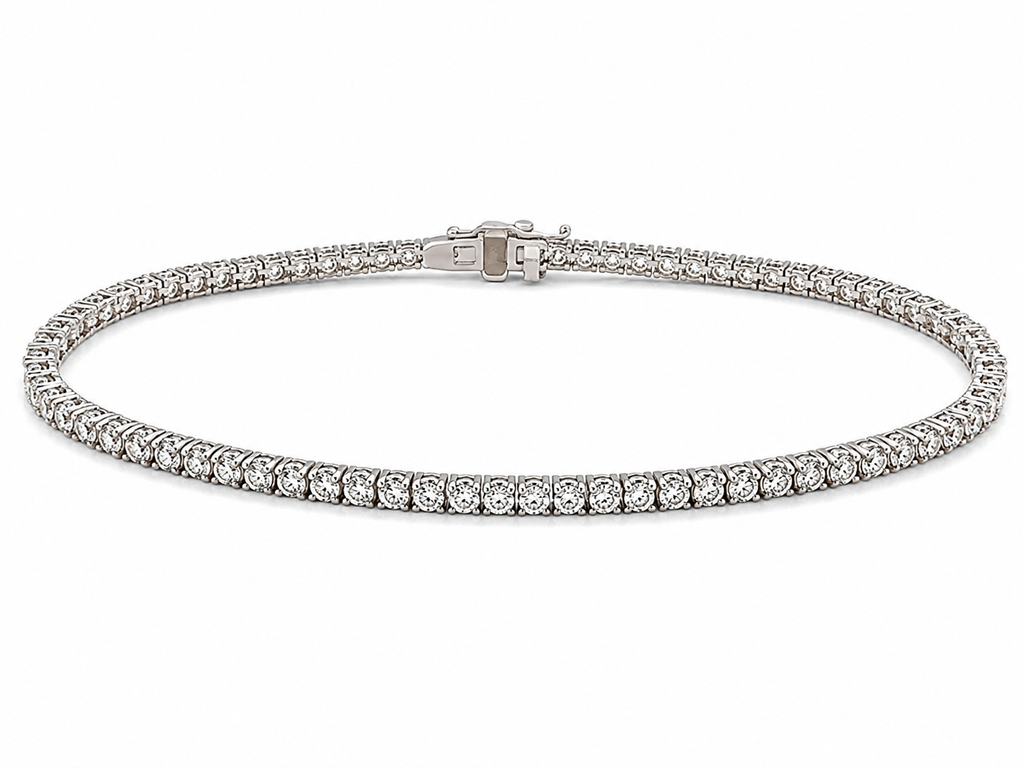 14K White Gold Natural Diamond Tennis Bracelet – 2.90 CTW