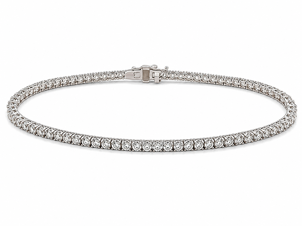 14K White Gold Natural Diamond Tennis Bracelet – 2.90 CTW
