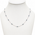 14K White Gold Blue Diamond Beaded Necklace