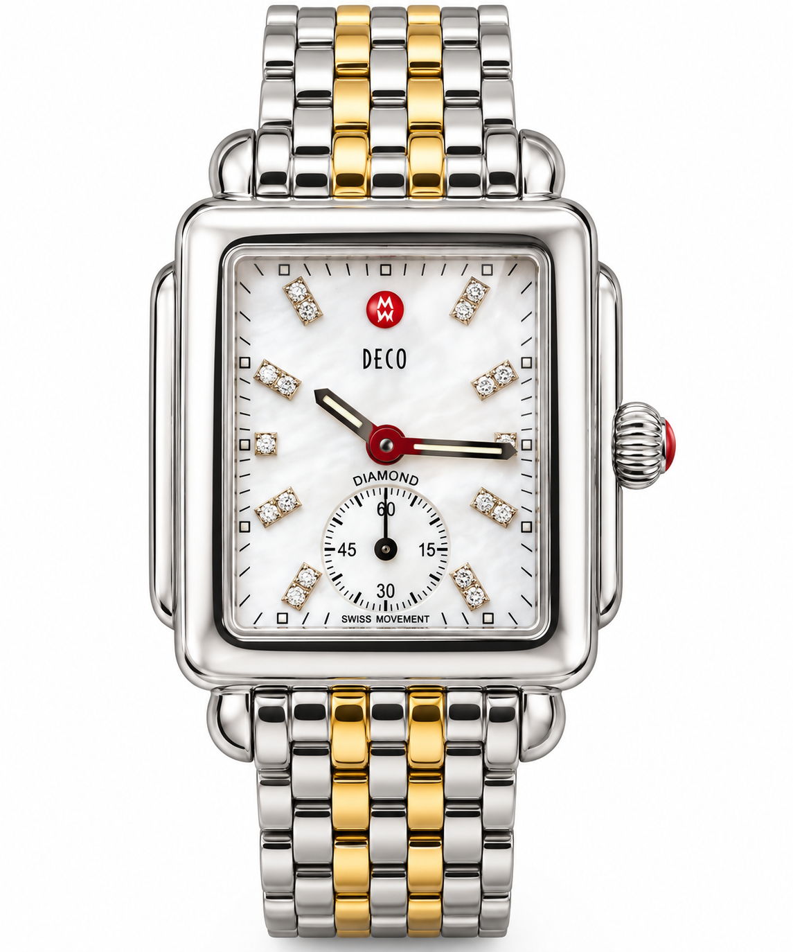 Michele Deco Two-Tone Diamond Ladies Watch – Mother-of-Pearl Dial – Stainless Steel Bracelet