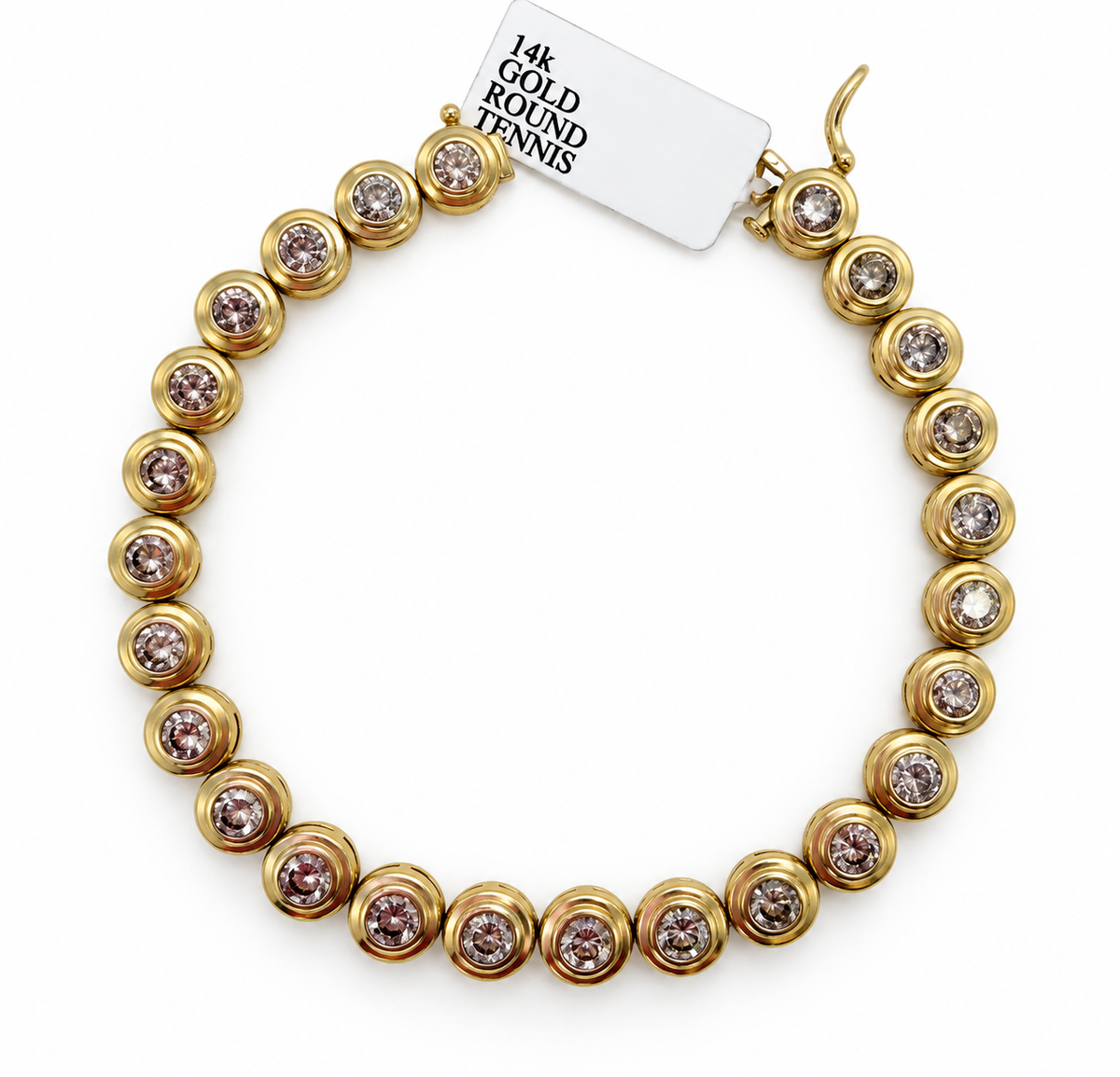14K Yellow Gold Round Diamond Tennis Bracelet