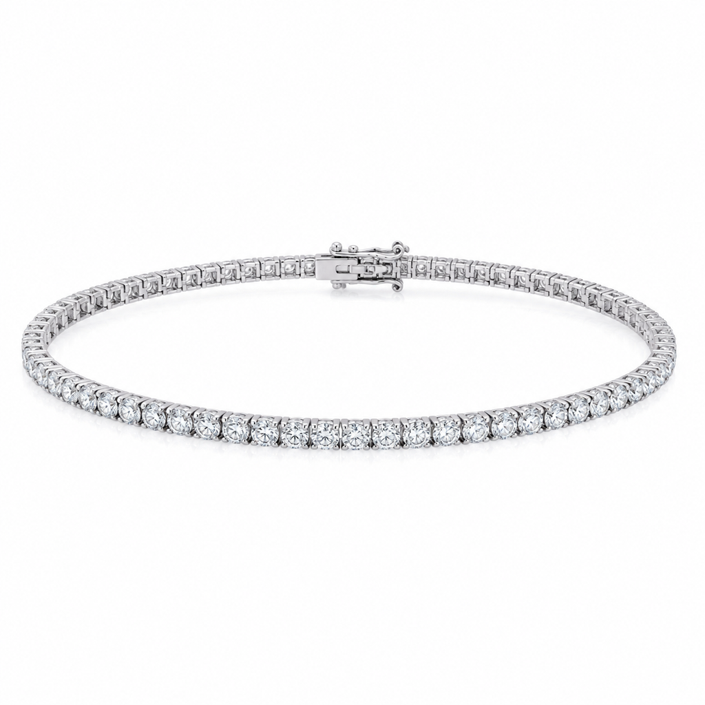 14K White Gold Natural Diamond Tennis Bracelet – 1.95 CTW