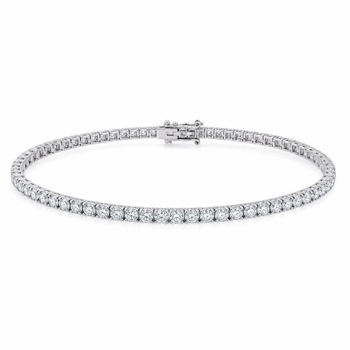 14K White Gold Natural Diamond Tennis Bracelet – 1.95 CTW
