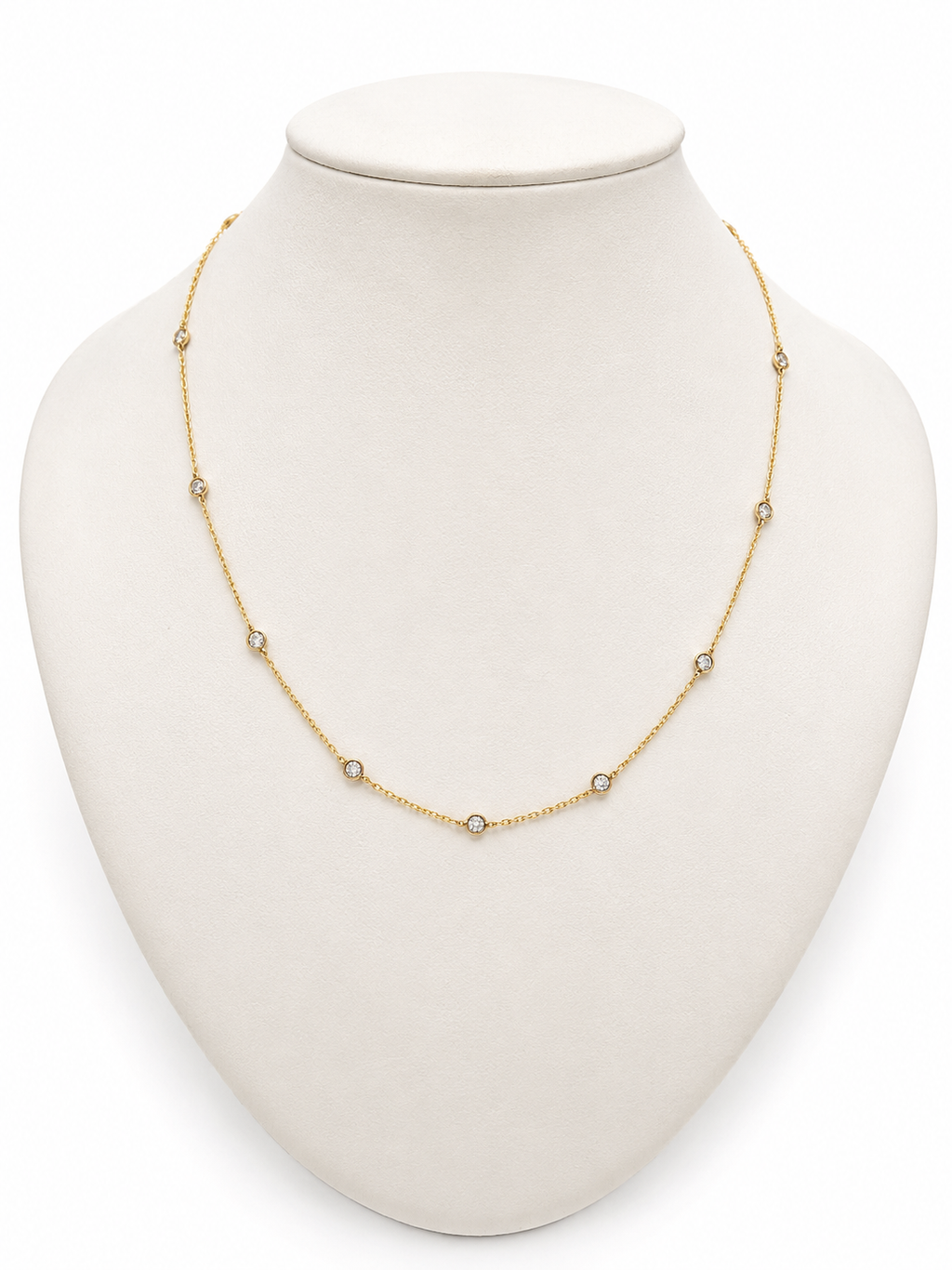 14K Yellow Gold Diamond Station Necklace