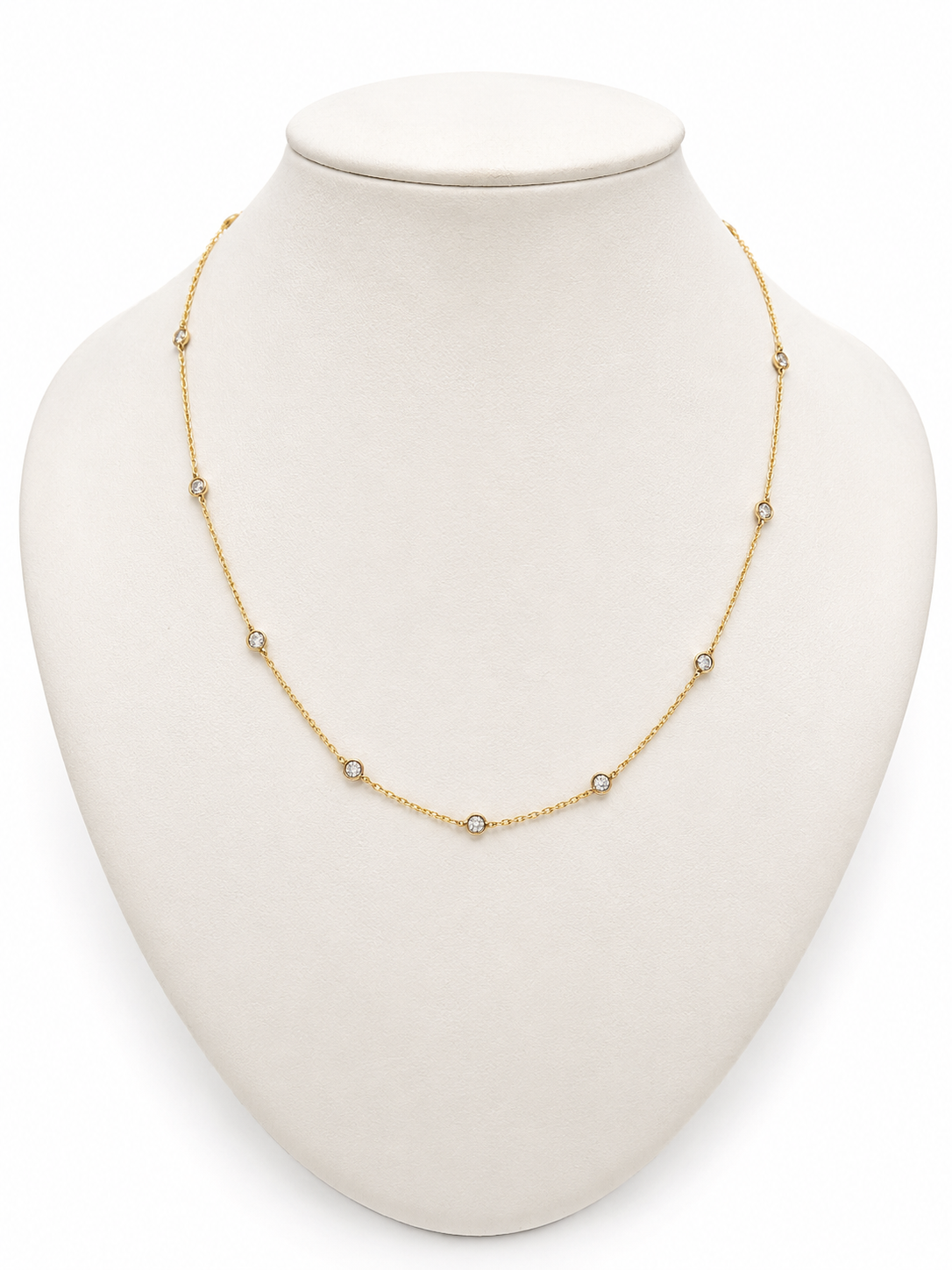 14K Yellow Gold Diamond Station Necklace