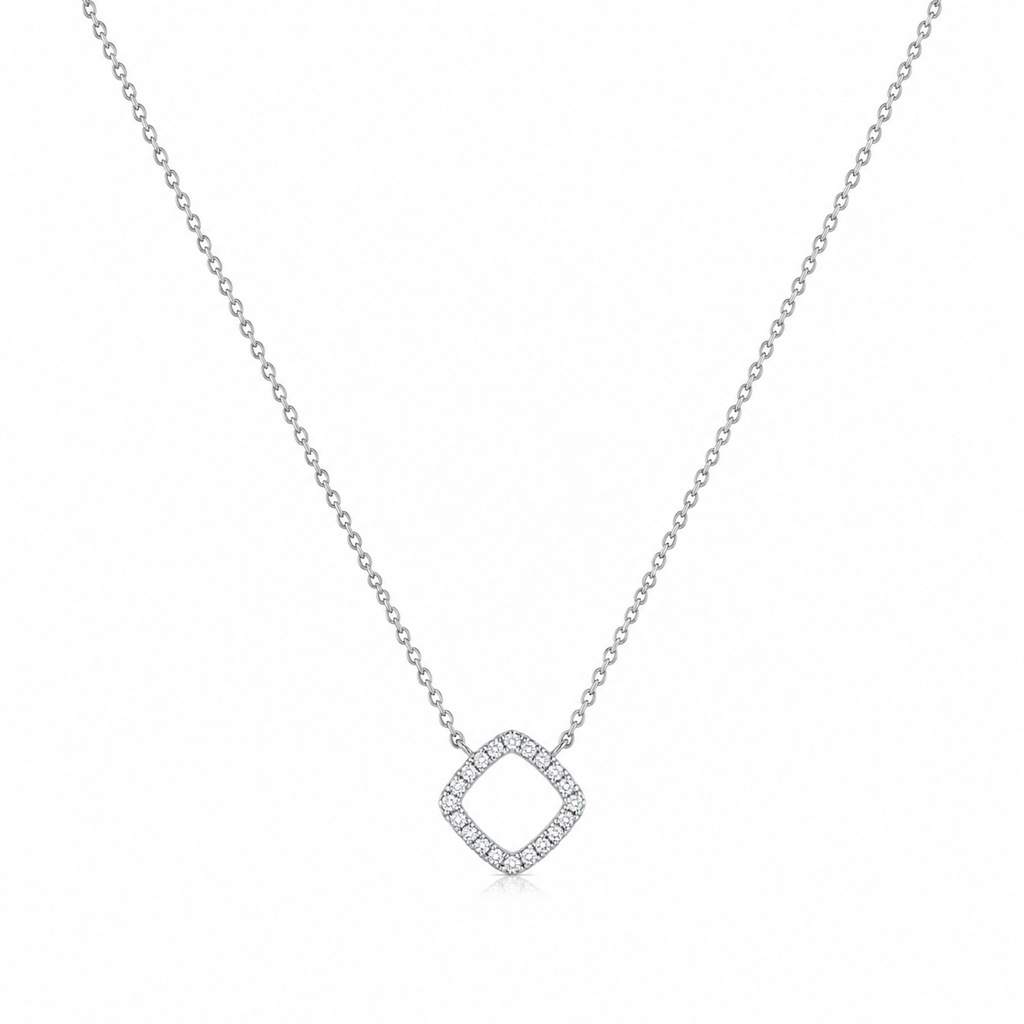 14K White Gold Petite Diamond Pendant Necklace – 0.13 CTW