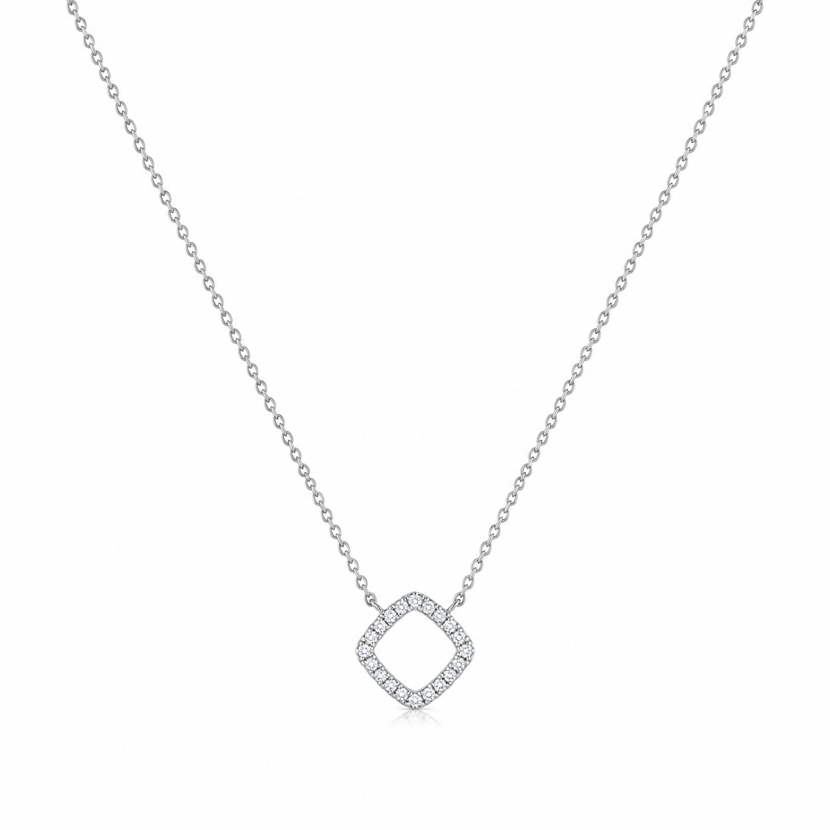 14K White Gold Petite Diamond Pendant Necklace – 0.13 CTW
