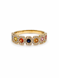 14K Yellow Gold Multi-Color Sapphire & Diamond Ring