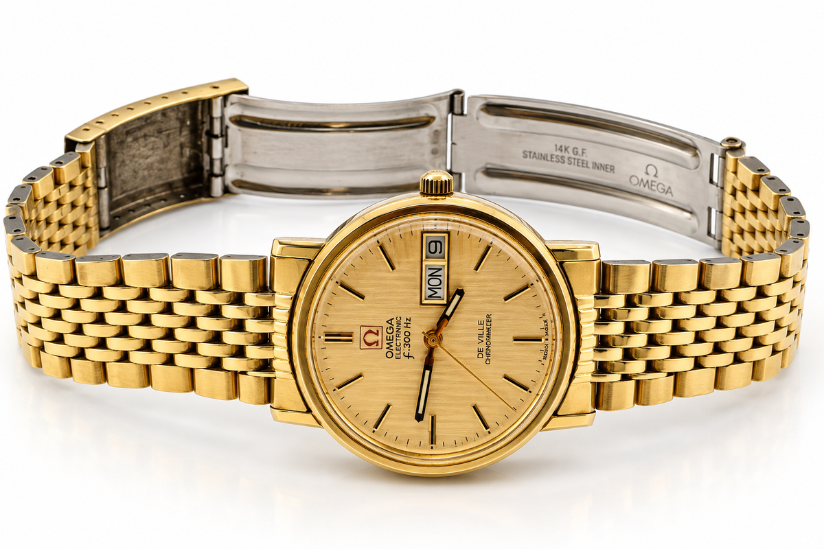 Vintage Omega De Ville Electronic f300Hz Chronometer – 36mm Gold-Filled Watch