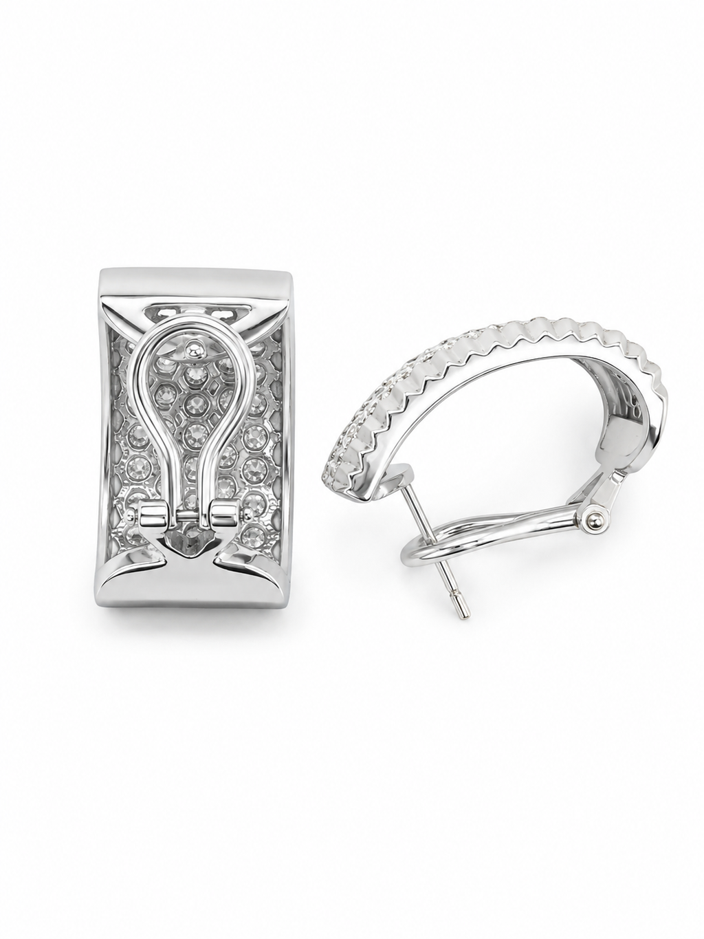 14K White Gold Diamond Hoop Earrings – Natural Diamonds