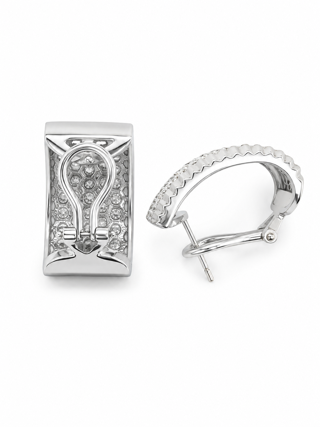 14K White Gold Diamond Hoop Earrings – Natural Diamonds
