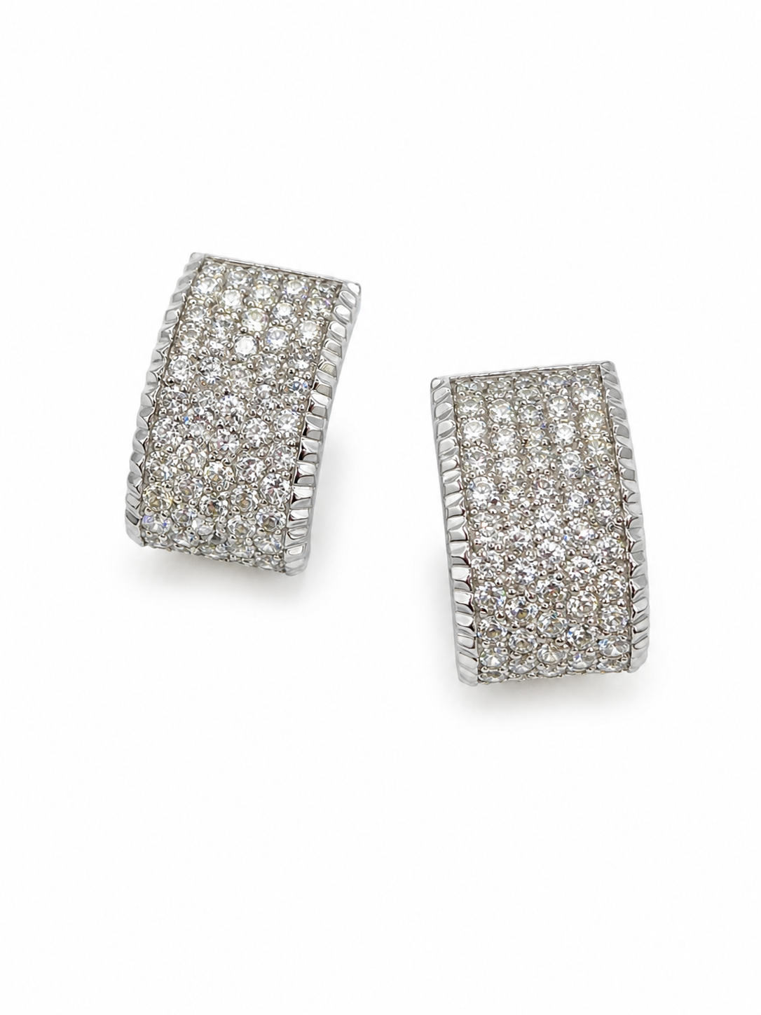 14K White Gold Diamond Hoop Earrings – Natural Diamonds