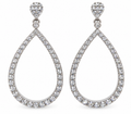 14K White Gold Natural Diamond Teardrop Dangle Earrings