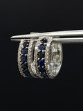 14K White Gold Blue Sapphire & Natural Diamond Earrings