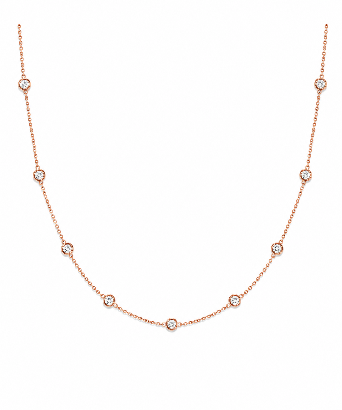 14K Rose Gold Diamond Station Necklace – 1.49 CTW
