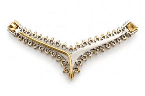 14K Gold Diamond Chevron Brooch