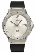 Hublot MDM Genève Classic Stainless Steel Watch – Silver Dial – Black Rubber Strap – Ref. D1523.1