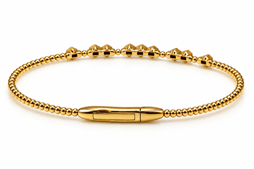 14K Yellow Gold Diamond Hexagon Bangle Bracelet