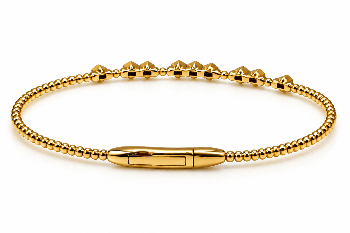 14K Yellow Gold Diamond Hexagon Bangle Bracelet