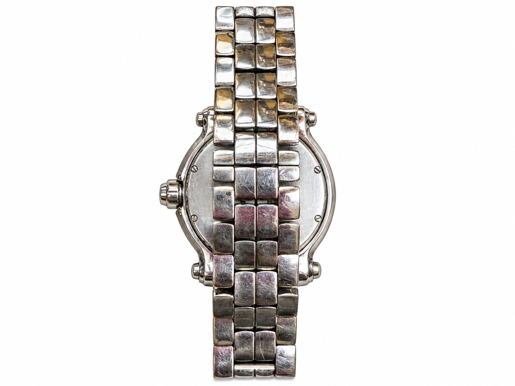 Chopard Happy Sport Stainless Steel Watch – Mother-of-Pearl Dial – 3 Floating Diamonds – Ref. 8475