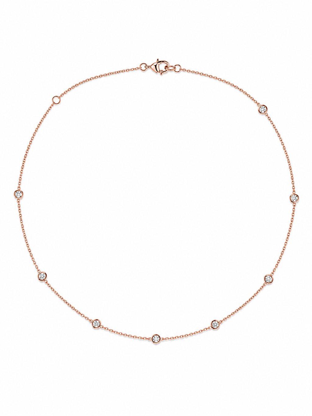 14K Rose Gold Diamond Station Necklace – 1.49 CTW