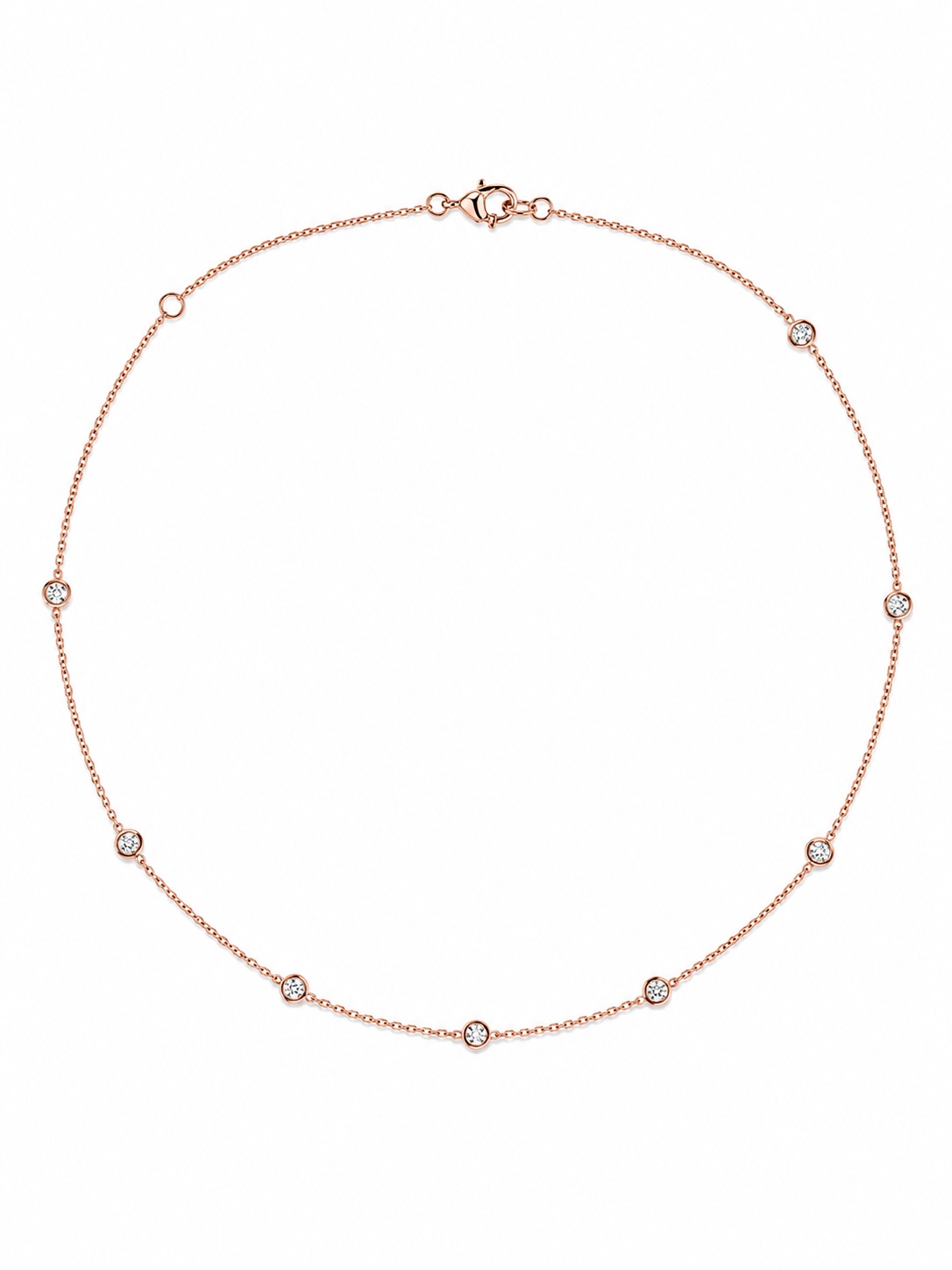 14K Rose Gold Diamond Station Necklace – 1.49 CTW