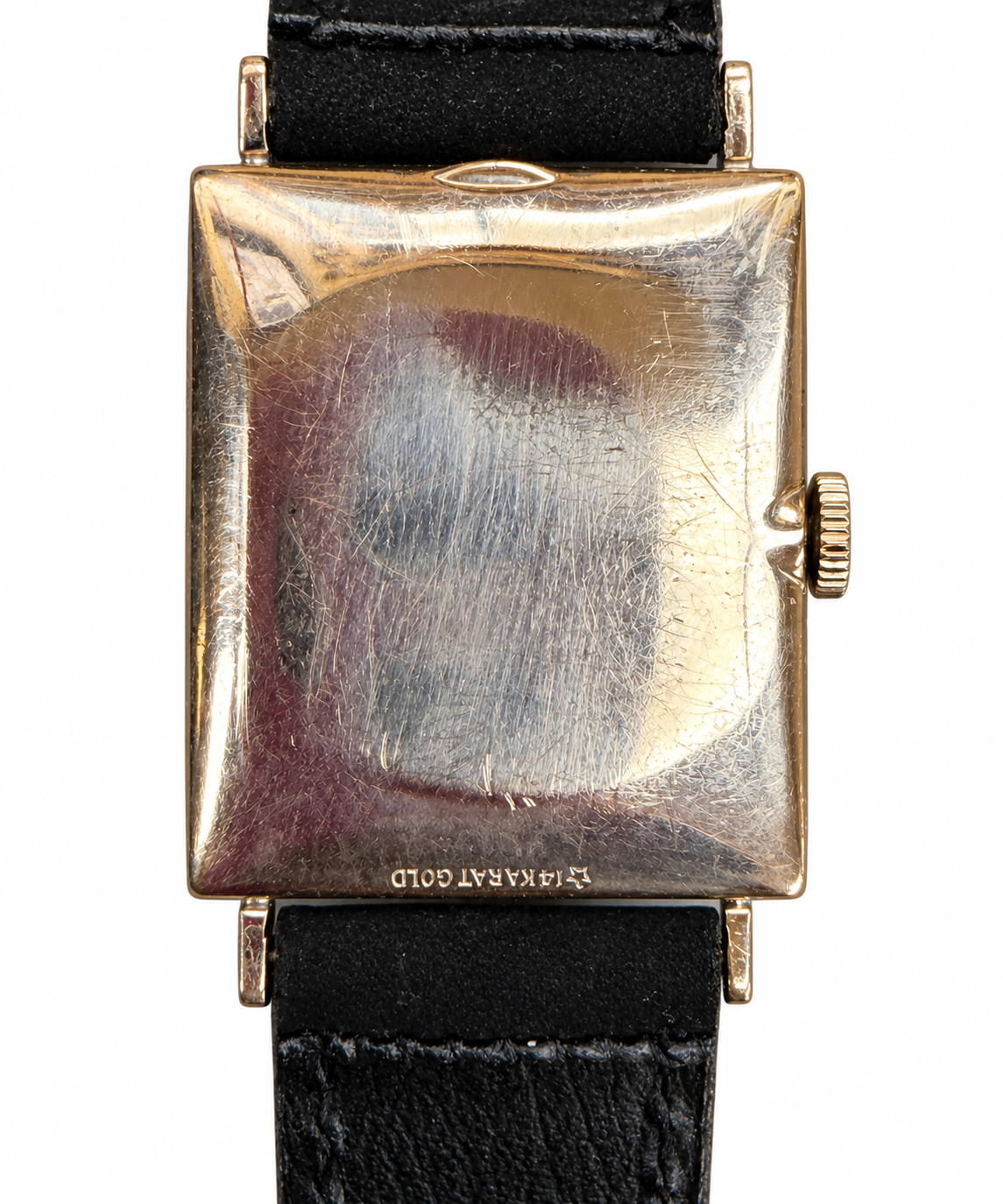 Vintage Longines 14K White Gold Rectangular Watch – Diamond Dial – Black Leather Strap