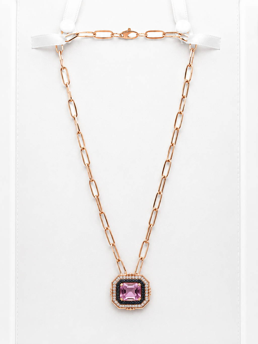 14K Two-Tone Kunzite & Natural Diamond Slider Necklace