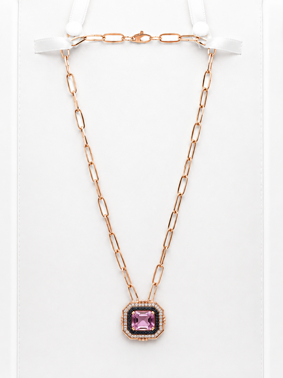 14K Two-Tone Kunzite & Natural Diamond Slider Necklace