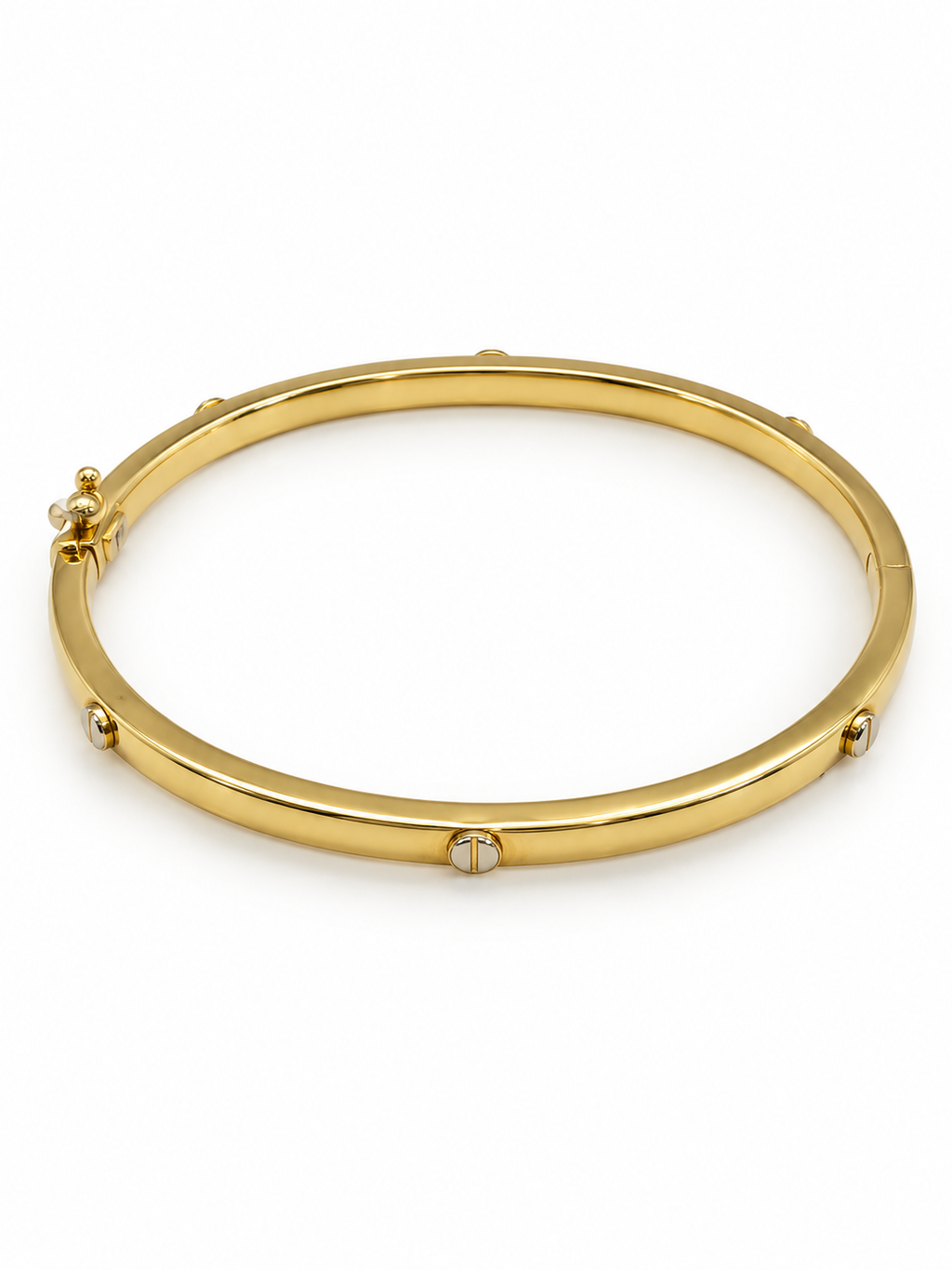 14K Yellow Gold Screw-Accent Bangle Bracelet