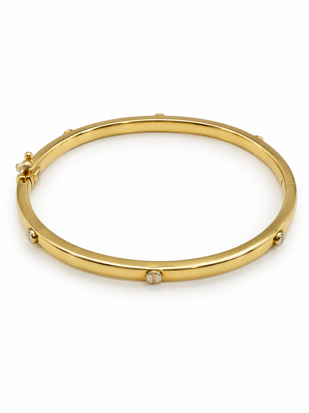 14K Yellow Gold Screw-Accent Bangle Bracelet