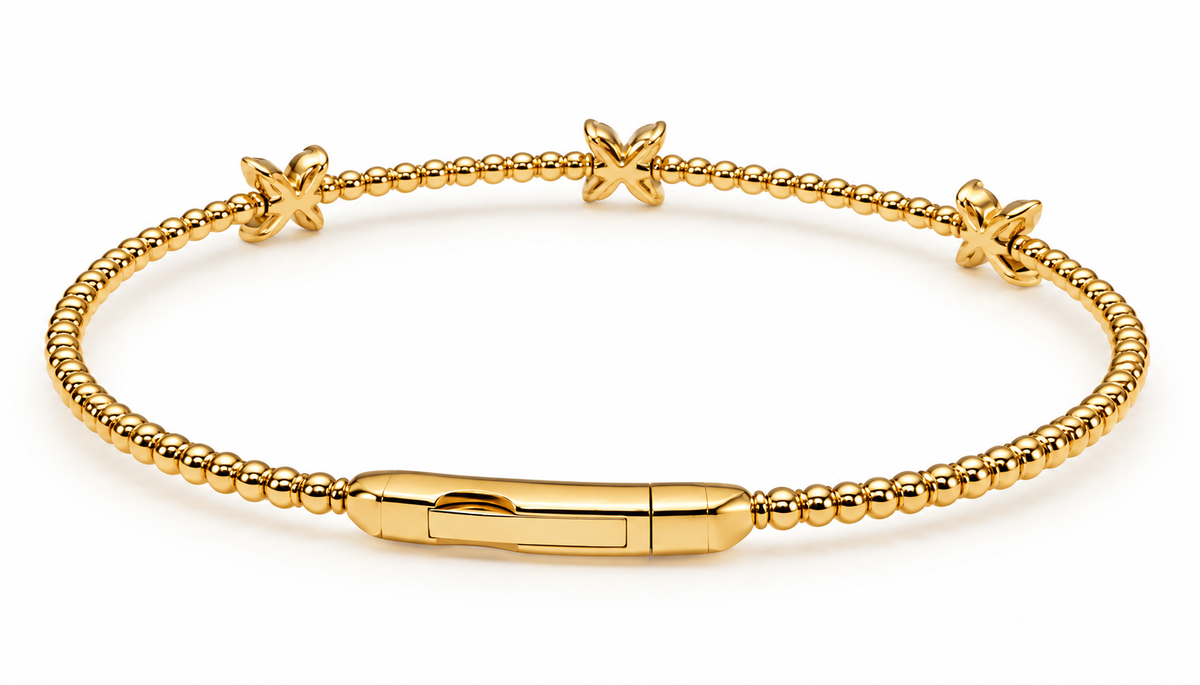 14K Yellow Gold Diamond Butterfly Bangle – 0.40 CTW