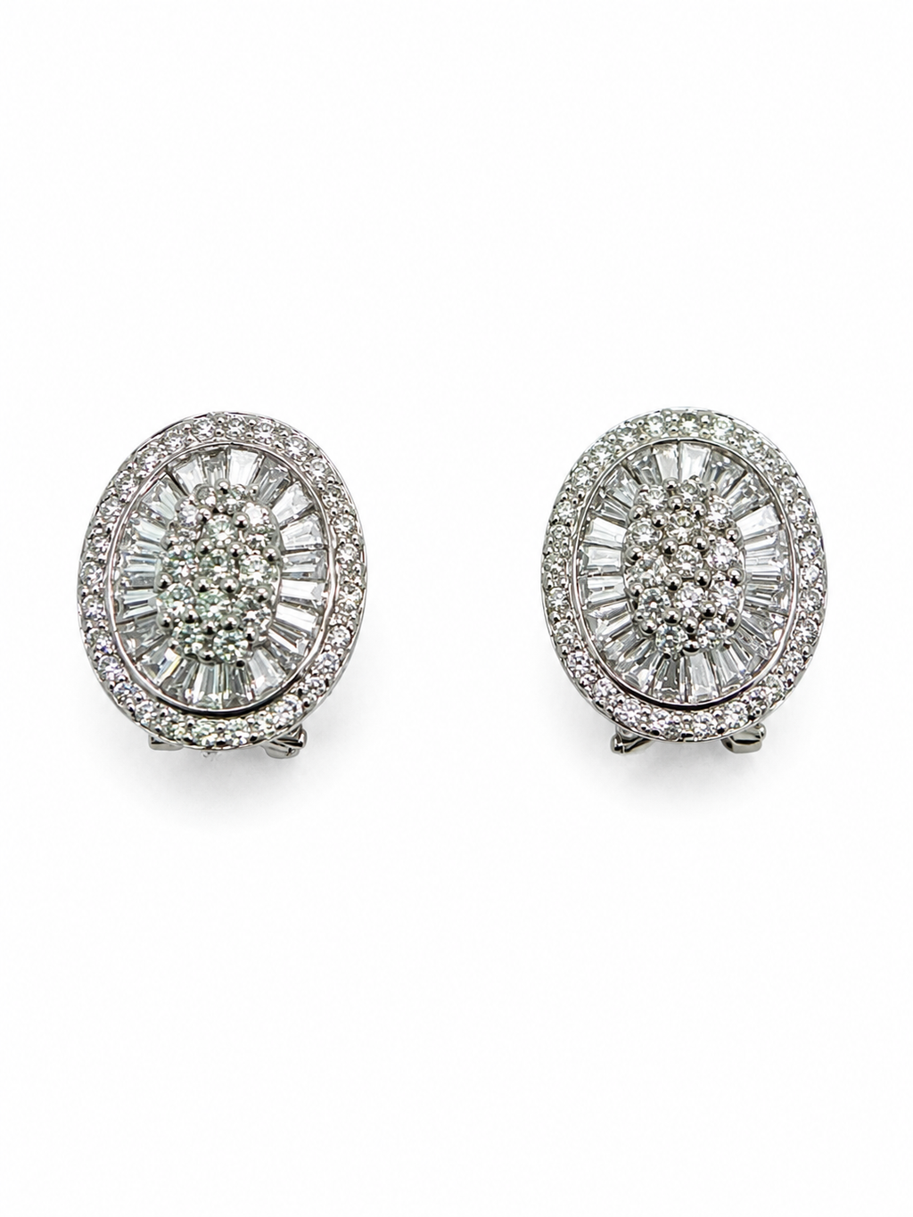 18K White Gold Italian Diamond Pavé Hoop Earrings