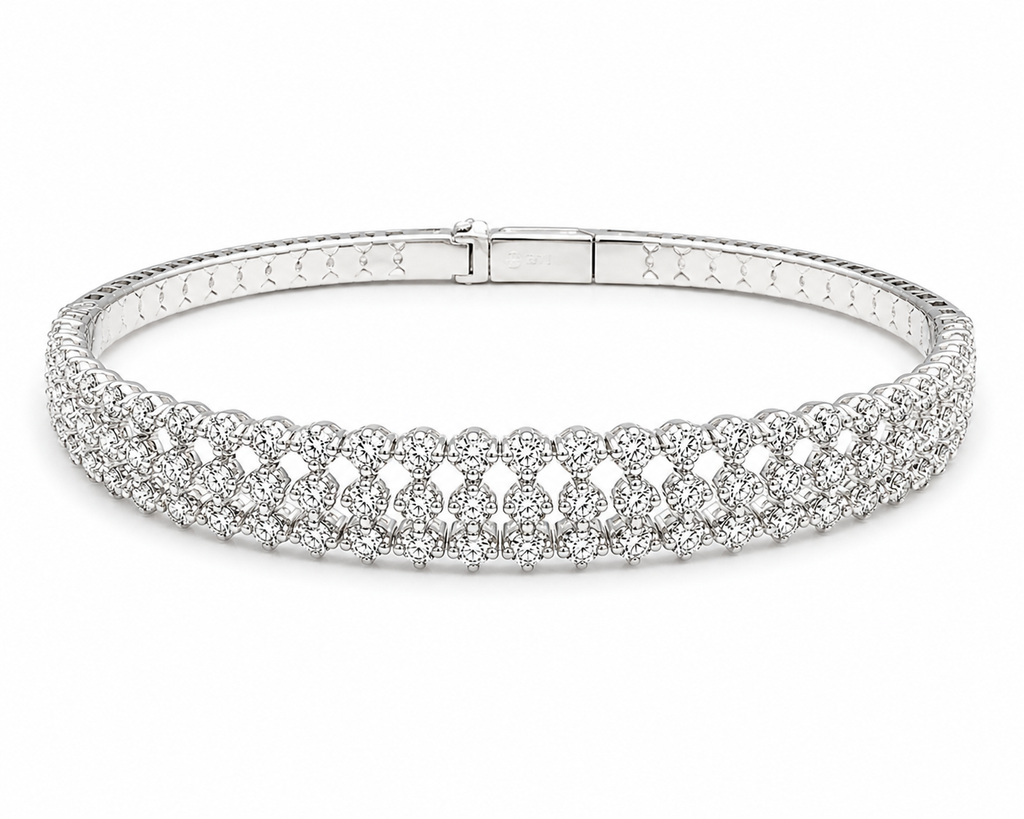14K White Gold Natural Diamond Bracelet