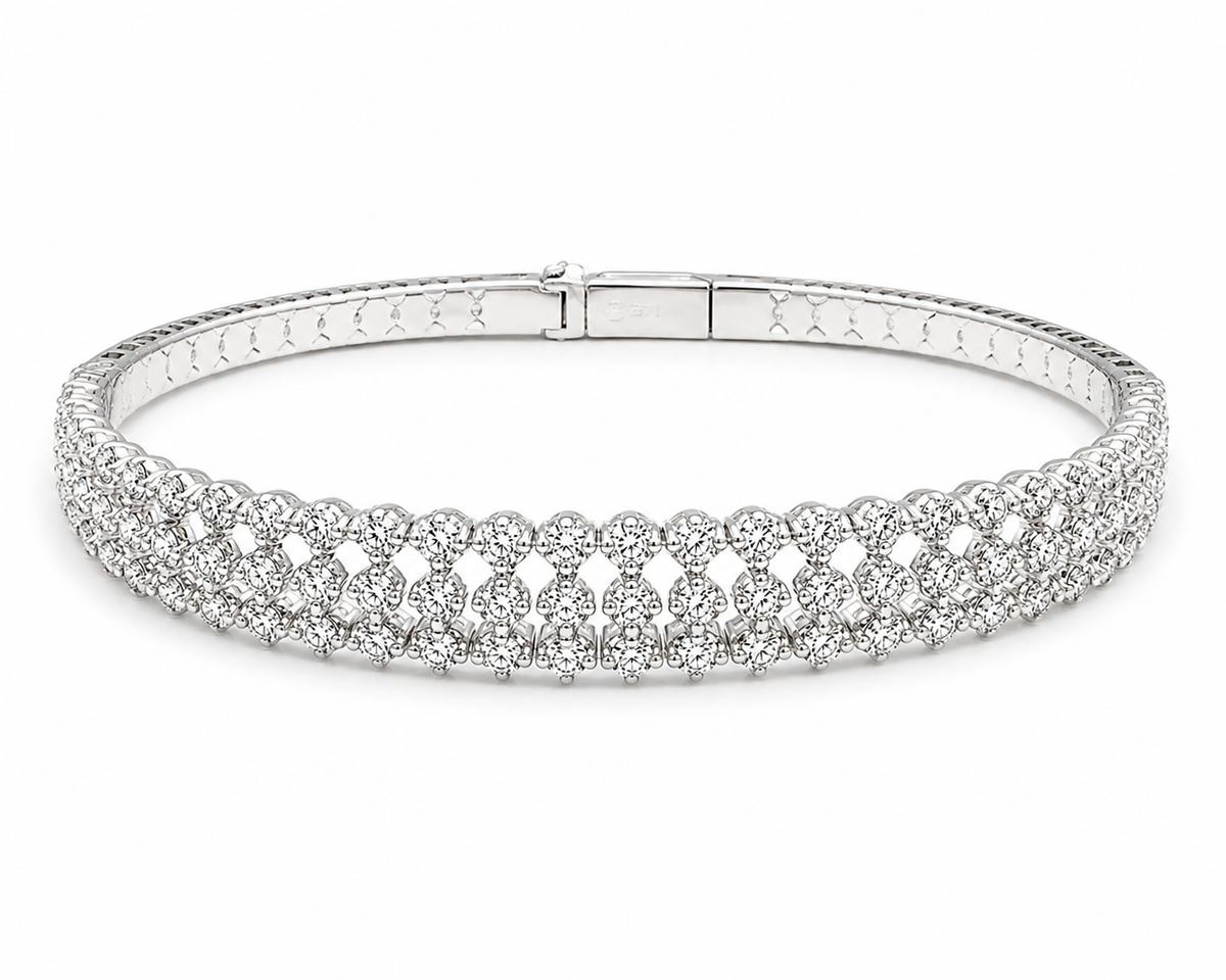 14K White Gold Natural Diamond Bracelet