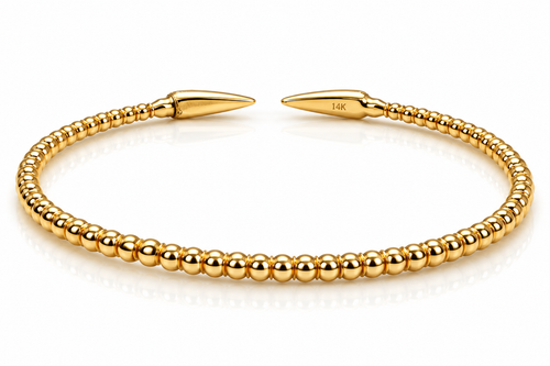 14K Gold Natural Diamond Open Bangle Bracelet