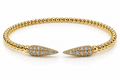 14K Gold Natural Diamond Open Bangle Bracelet