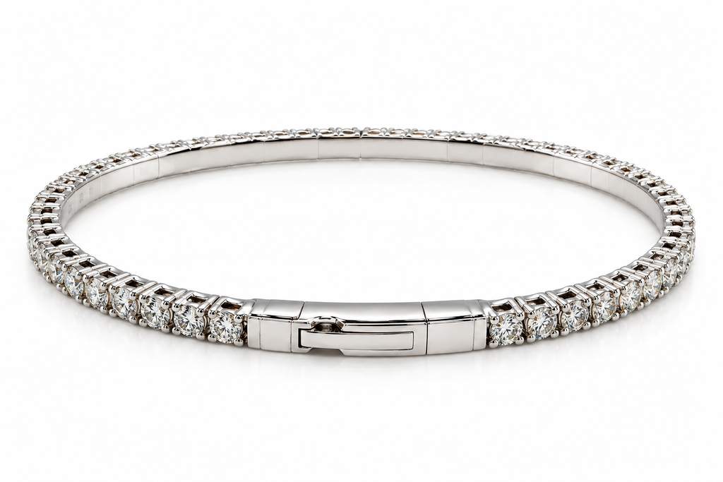 14K White Gold 3.00 CTW Natural Diamond Eternity Flex Bangle