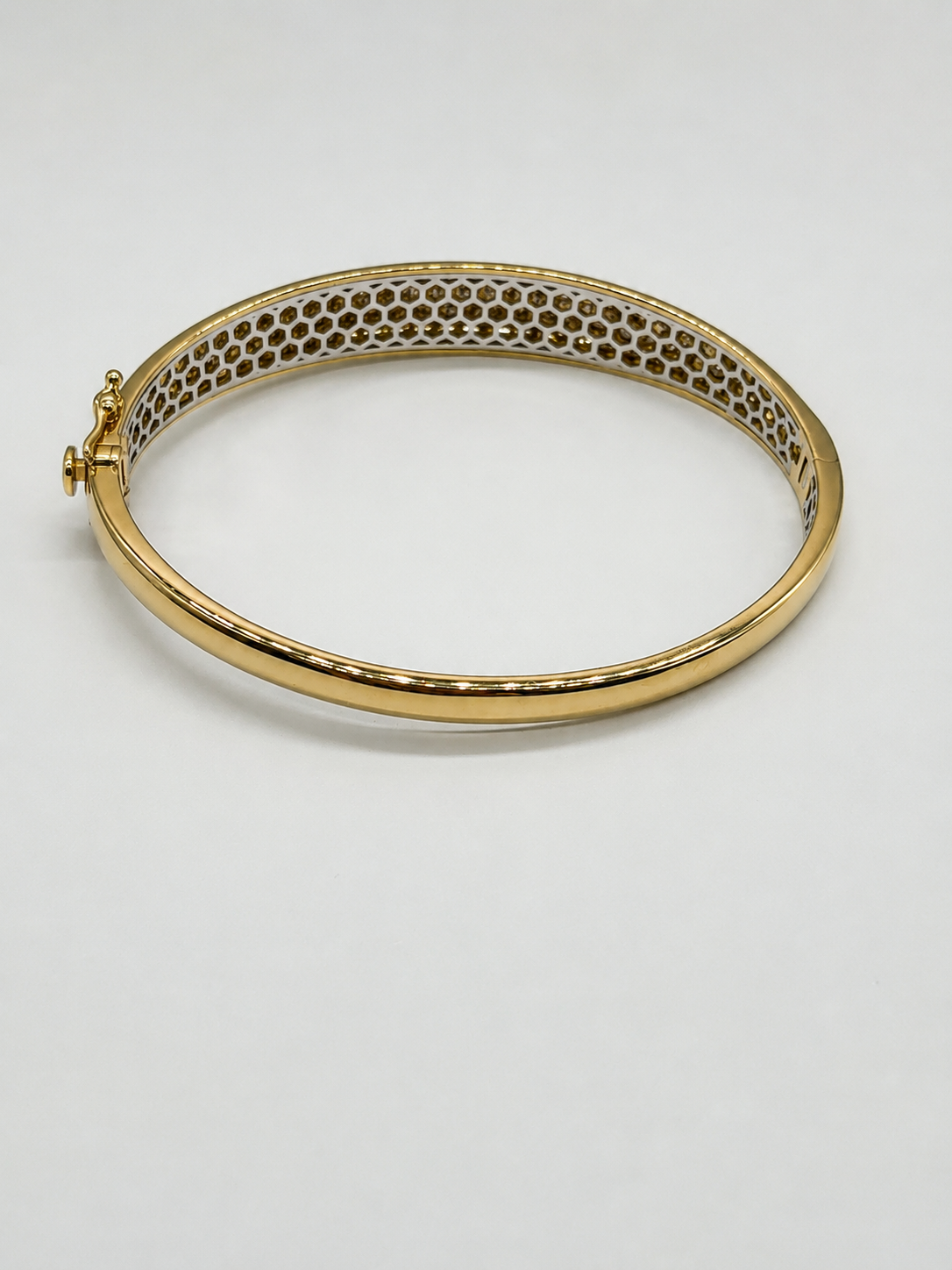 14K Yellow & White Gold Natural Diamond Bangle Bracelet