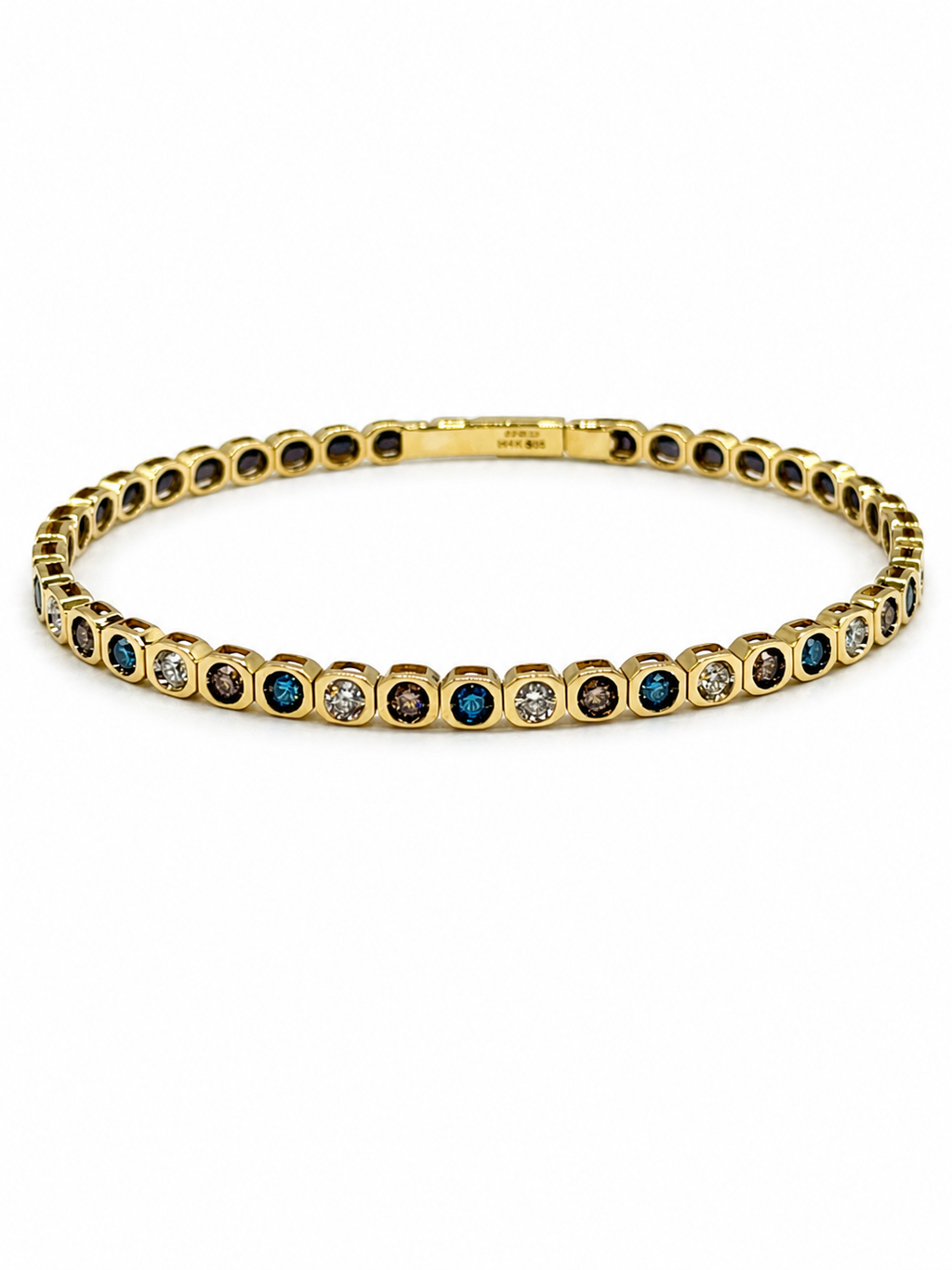14K Yellow Gold Natural White & Brown Diamond Bracelet