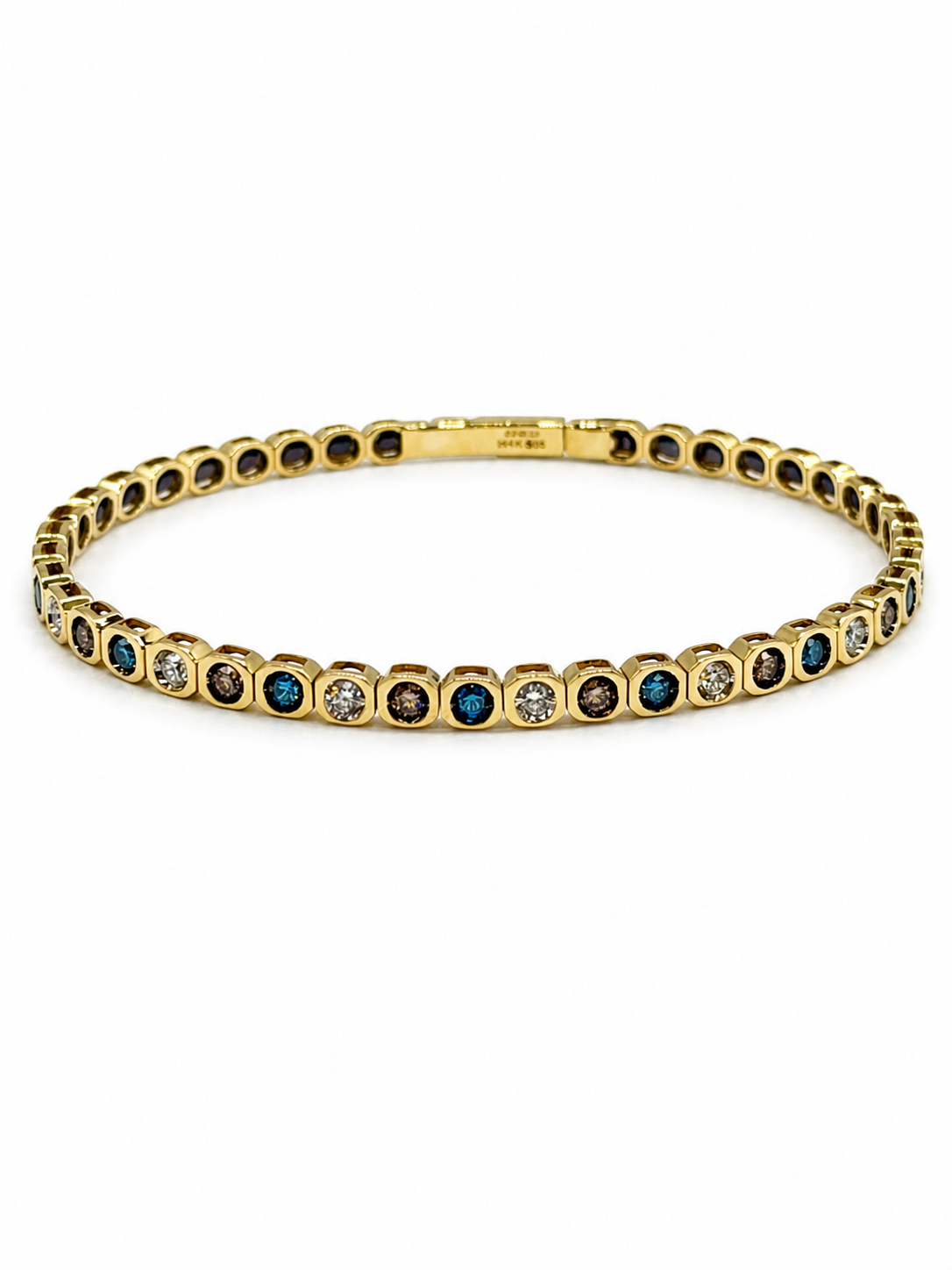 14K Yellow Gold Natural White & Brown Diamond Bracelet
